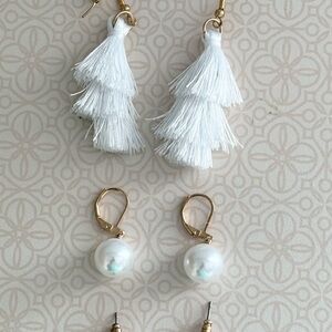3 pairs White Earrings